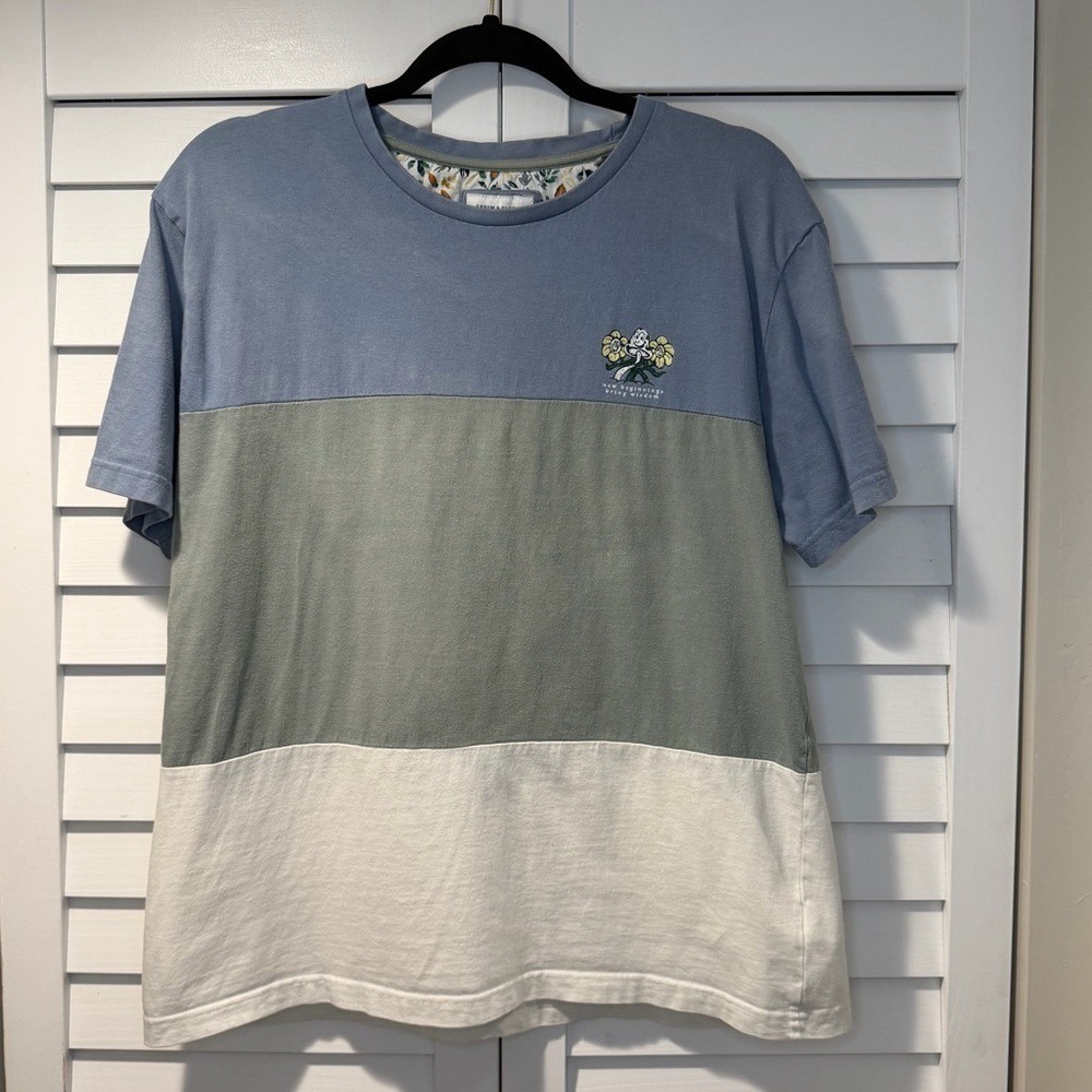 Denim & Flower Ricky Singh Colorblock Graphic T-Shirt Men's L‎ "New Beginnings"